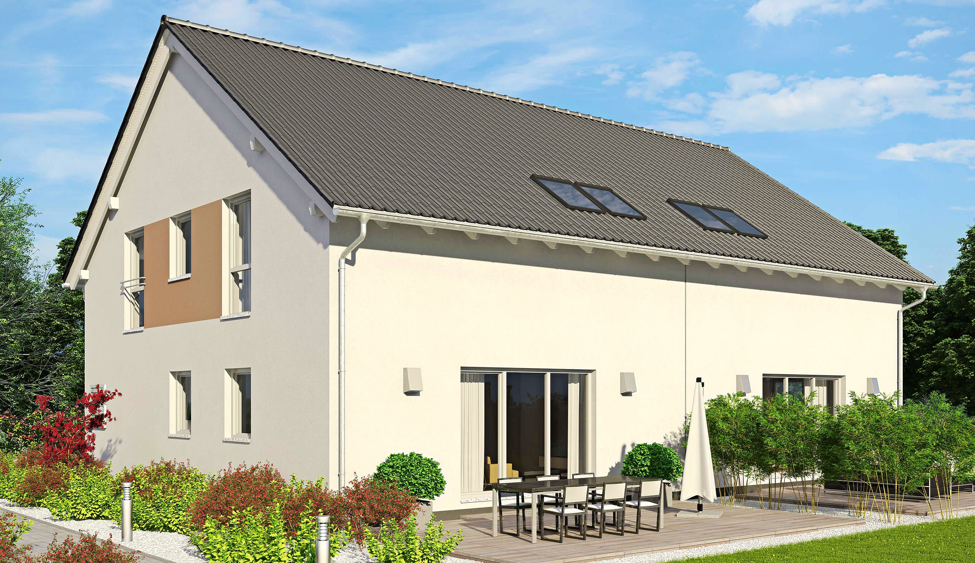 Fertighaus Duett 134 von FINGERHUT-HAUS Schlüsselfertig ab 408071€, Satteldach-Klassiker Außenansicht 2