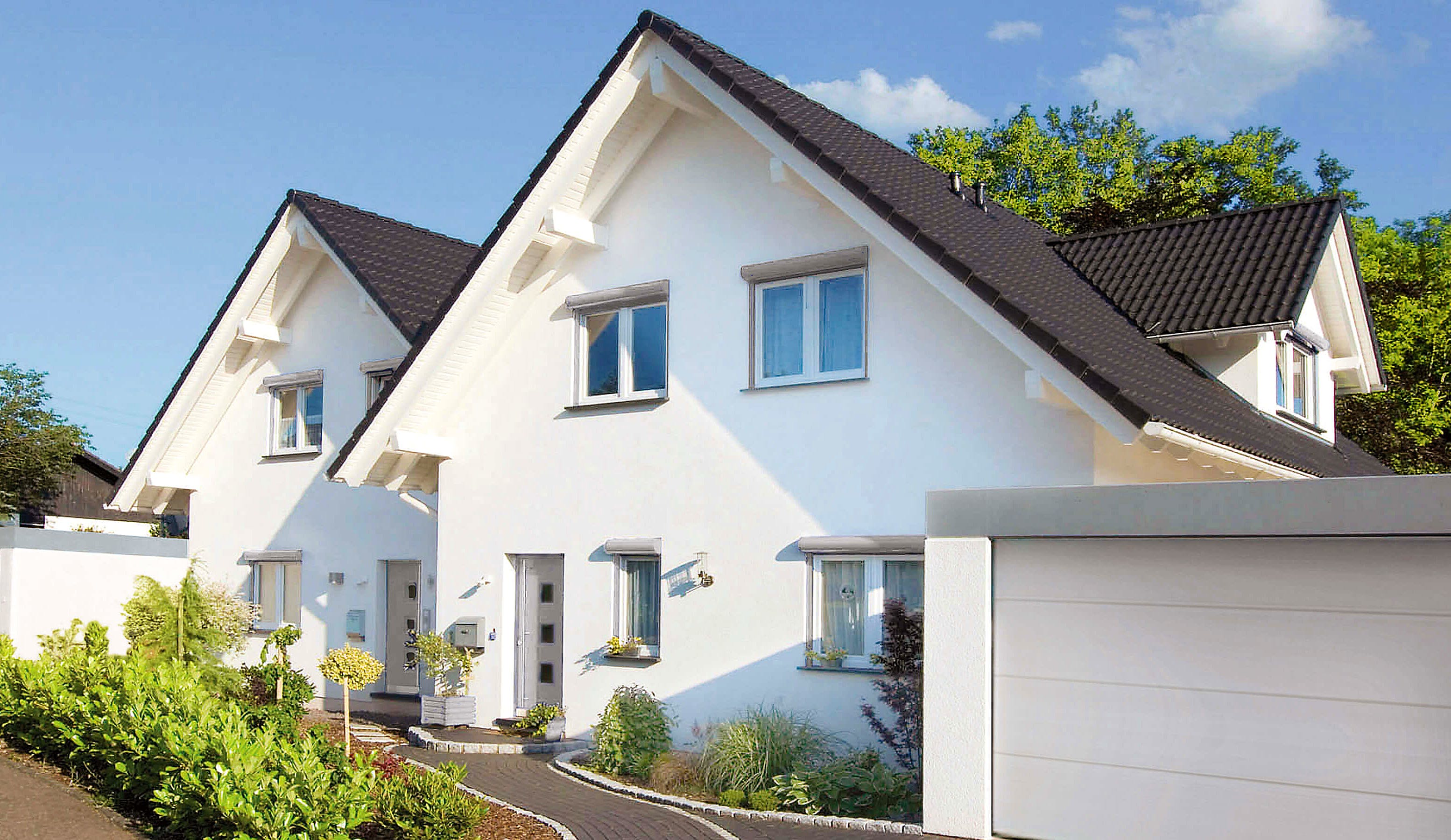 Fertighaus Duett 139 von FINGERHUT-HAUS Schlüsselfertig ab 399109€, Satteldach-Klassiker Außenansicht 1