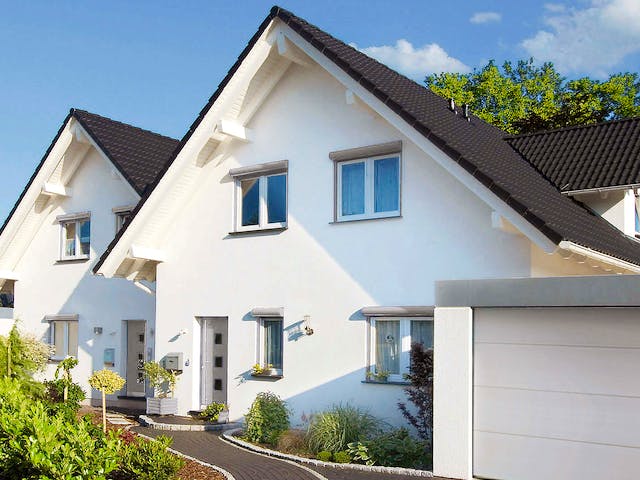Fertighaus Doppelhaus Duett 139 von FINGERHUT-HAUS Zwei- & Mehrfamilienhäuser Schlüsselfertig ab 399109€, Außenansicht 1