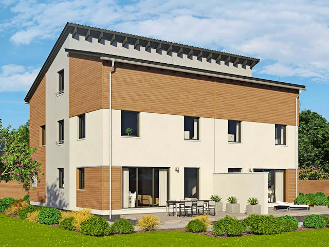 Fertighaus Duett 175 von Fingerhut Haus Schlüsselfertig ab 482163€, Pultdachhaus Außenansicht 1 Fertighaus Duett 175 von Fingerhut Haus Schlüsselfertig ab 482163€, Pultdachhaus Außenansicht 1