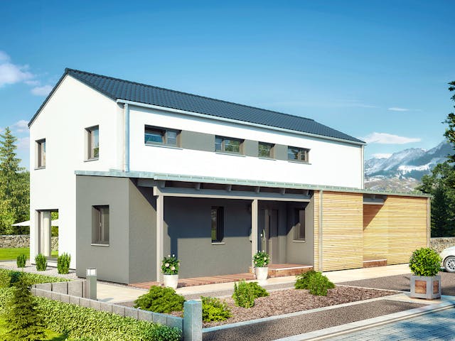 Fertighaus Duo 211 von Hanse Haus Schlüsselfertig ab 625413€, Satteldach-Klassiker Außenansicht 1 Fertighaus Duo 211 von Hanse Haus Schlüsselfertig ab 625413€, Satteldach-Klassiker Außenansicht 1