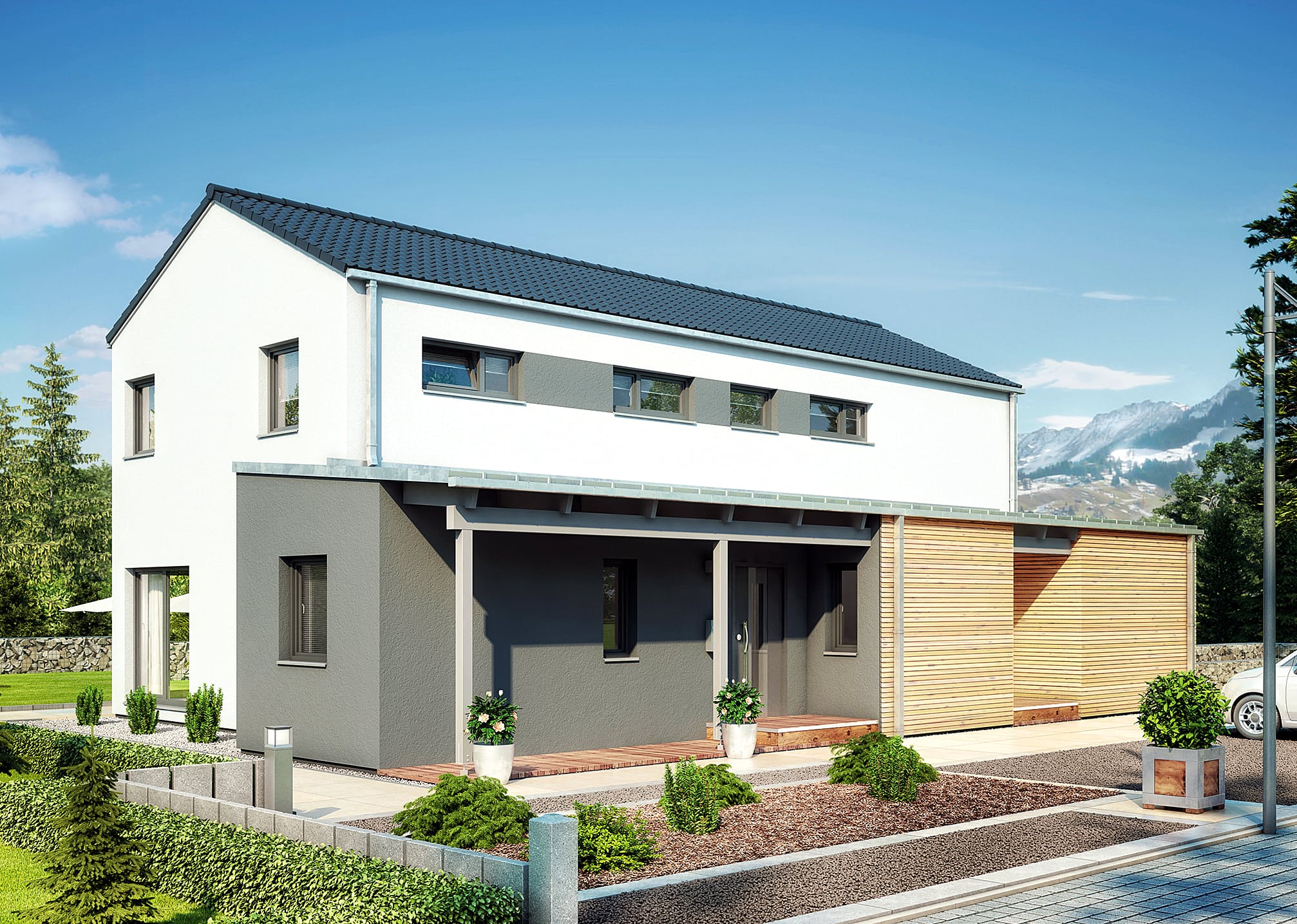 Fertighaus Duo 211 von Hanse Haus Schlüsselfertig ab 559160€, Satteldach-Klassiker Außenansicht 1