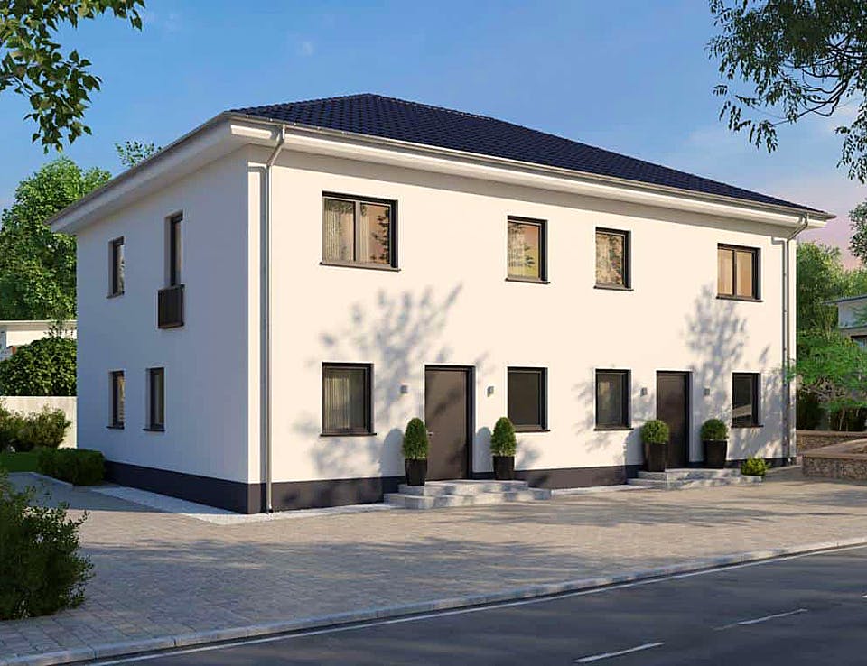 Massivhaus Duplex von AUREA Massivhaus, Stadtvilla Außenansicht 1