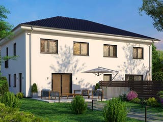 Massivhaus Duplex von AUREA Massivhaus, Stadtvilla Außenansicht 2