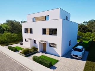 Massivhaus Entwurf FI166 von FAVORIT Massivhaus, Cubushaus Außenansicht 17