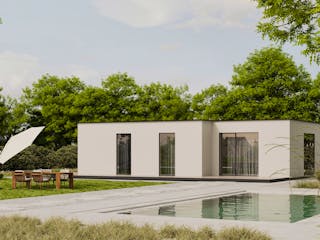 Fertighaus Bestseller Komfort 116 von BoHolz Haus Schlüsselfertig ab 347930€, Bungalow Außenansicht 1