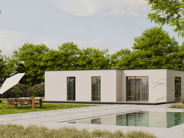 Fertighaus Bestseller Komfort 116 von BoHolz Haus Schlüsselfertig ab 374551€, Bungalow Außenansicht 1