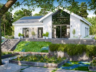 Massivhaus Bungalow 330 von BRALE Bau Schlüsselfertig ab 272600€, Bungalow Außenansicht 1