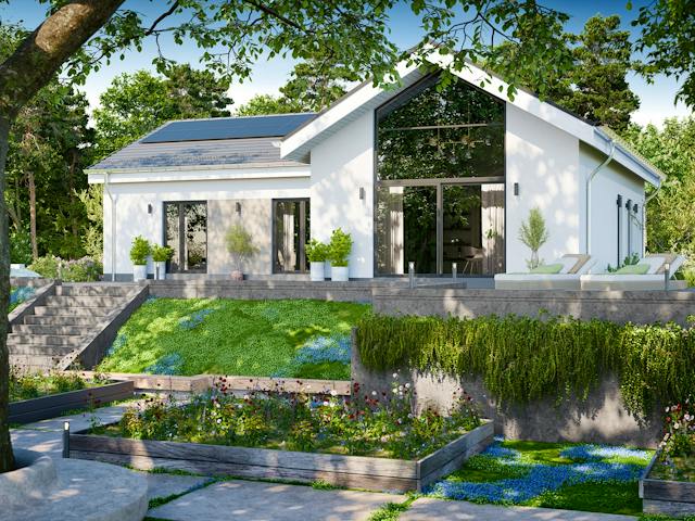 Massivhaus Bungalow 330 von BRALE Bau Schlüsselfertig ab 272600€, Bungalow Außenansicht 1