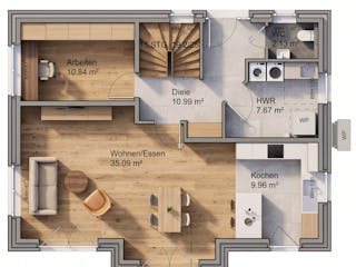 Massivhaus Friesengiebel 154 von AMR-Wohnbau Schlüsselfertig ab 338000€, Satteldach-Klassiker Grundriss 1