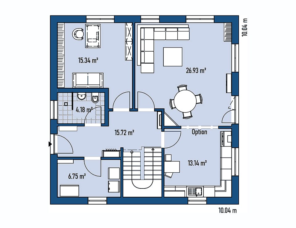 Fertighaus HAUS A100-100 von EBH Haus Schlüsselfertig ab 279300€, Satteldach-Klassiker Grundriss 1