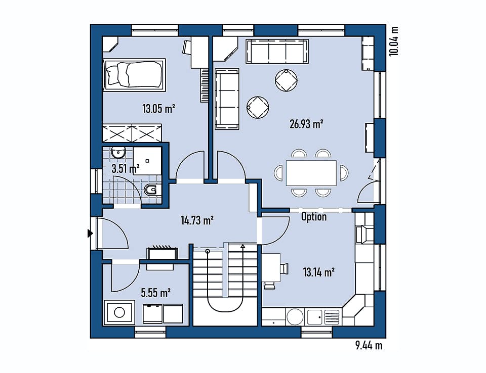 Fertighaus HAUS A100-94 von EBH Haus Schlüsselfertig ab 264400€, Satteldach-Klassiker Grundriss 1