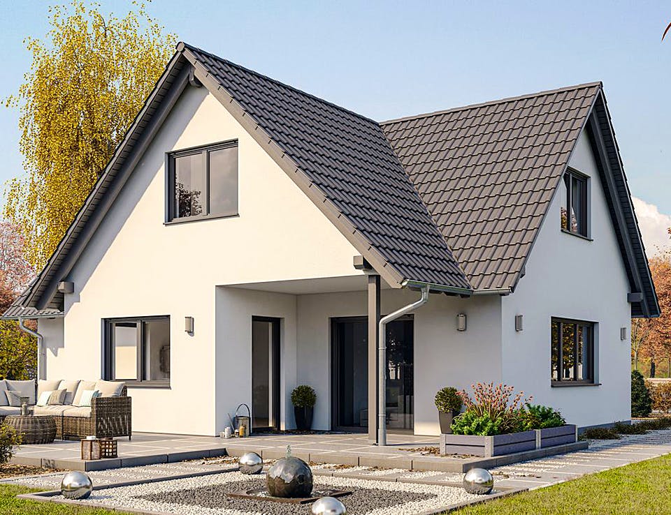 Fertighaus HAUS A71-118-G von EBH Haus Schlüsselfertig ab 271800€, Satteldach-Klassiker Außenansicht 1