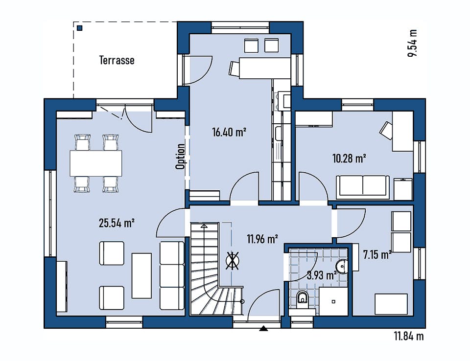 Fertighaus HAUS A71-118-G von EBH Haus Schlüsselfertig ab 271800€, Satteldach-Klassiker Grundriss 1