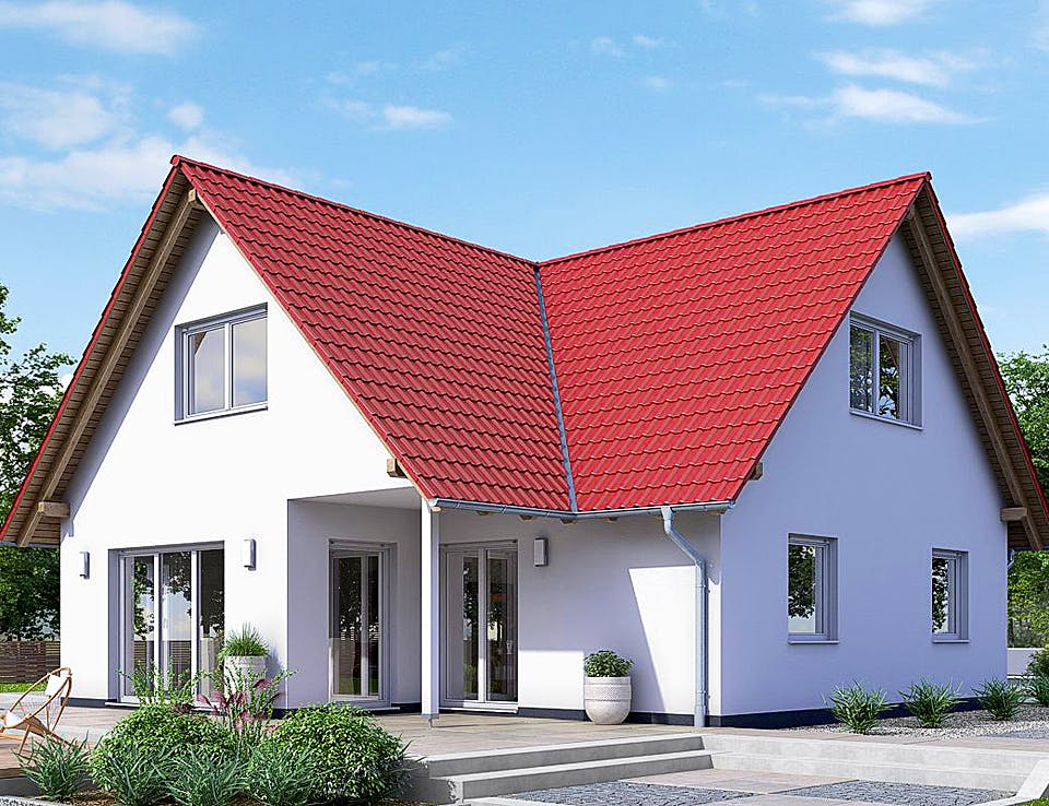 Fertighaus HAUS A77-112-G von EBH Haus Schlüsselfertig ab 292800€, Satteldach-Klassiker Außenansicht 1