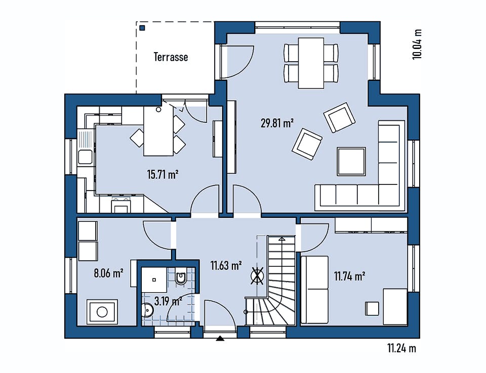 Fertighaus HAUS A77-112-G von EBH Haus Schlüsselfertig ab 292800€, Satteldach-Klassiker Grundriss 1
