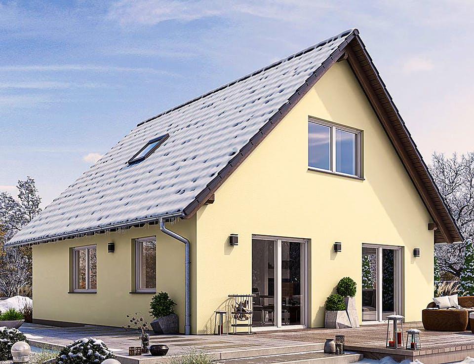 Fertighaus HAUS A82-94 von EBH Haus Schlüsselfertig ab 221100€, Satteldach-Klassiker Außenansicht 2