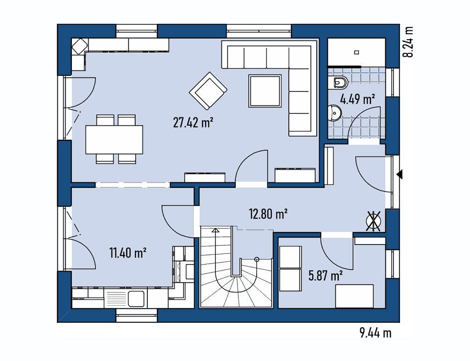 Fertighaus HAUS A82-94 von EBH Haus Schlüsselfertig ab 221100€, Satteldach-Klassiker Grundriss 1