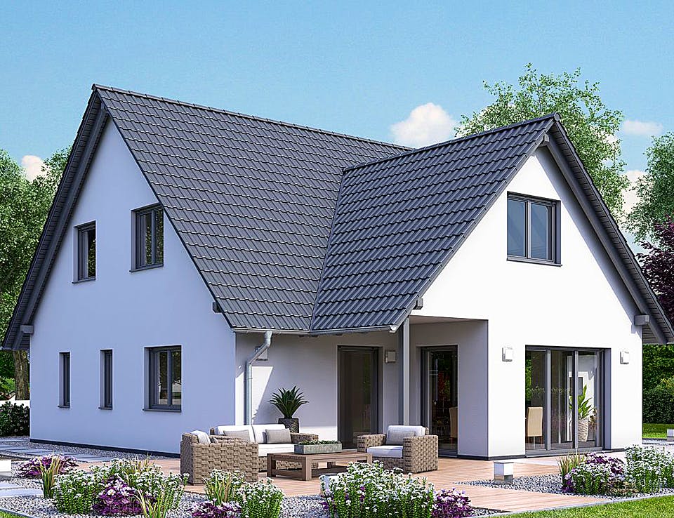 Fertighaus HAUS A94-106-G von EBH Haus Schlüsselfertig ab 319100€, Satteldach-Klassiker Außenansicht 1