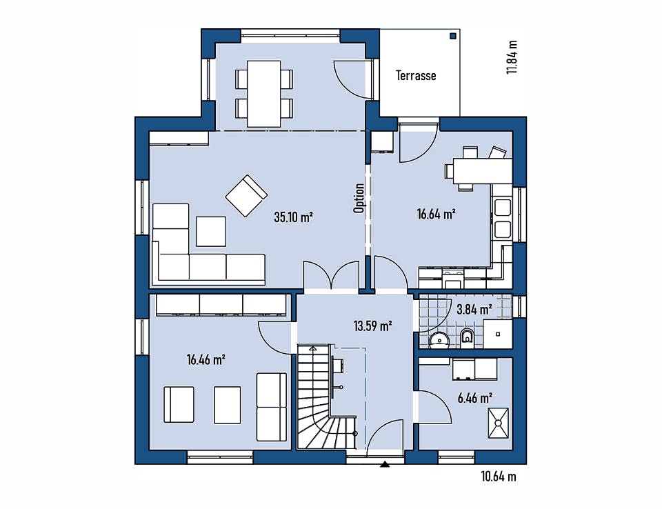 Fertighaus HAUS A94-106-G von EBH Haus Schlüsselfertig ab 319100€, Satteldach-Klassiker Grundriss 1