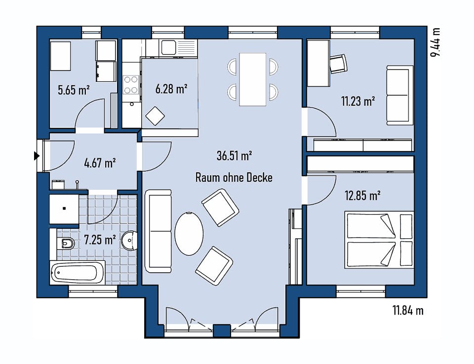 Fertighaus BUNGALOW B82-118-G von EBH Haus Schlüsselfertig ab 203600€, Bungalow Grundriss 1