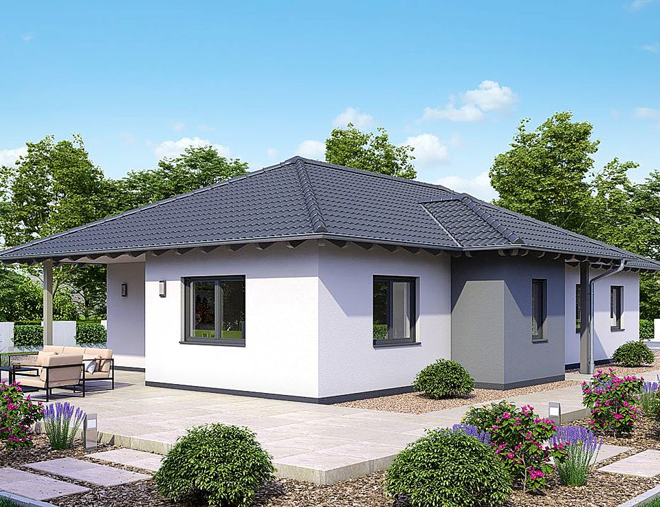 Fertighaus BUNGALOW B88-150-TE von EBH Haus Schlüsselfertig ab 249800€, Bungalow Außenansicht 2