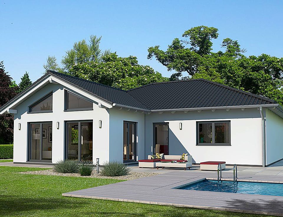 Fertighaus BUNGALOW B94-130-G von EBH Haus Schlüsselfertig ab 266300€, Bungalow Außenansicht 1