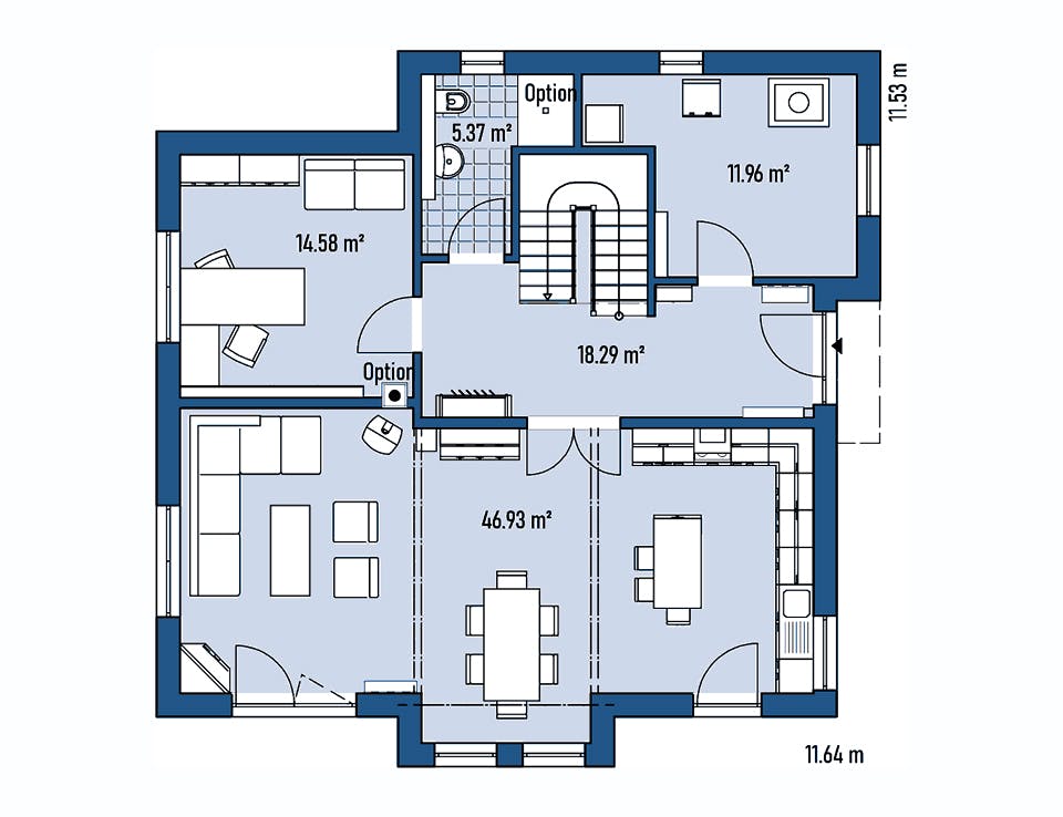 Fertighaus HAUS GROSSBEEREN von EBH Haus Schlüsselfertig ab 346500€, Satteldach-Klassiker Grundriss 1