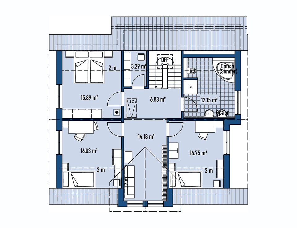 Fertighaus HAUS GROSSBEEREN von EBH Haus Schlüsselfertig ab 346500€, Satteldach-Klassiker Grundriss 2