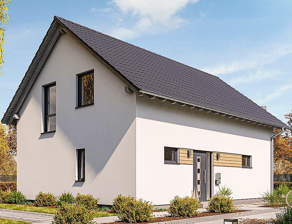 Fertighaus HAUS H82-106 von EBH Haus Schlüsselfertig ab 289000€, Satteldach-Klassiker Außenansicht 2