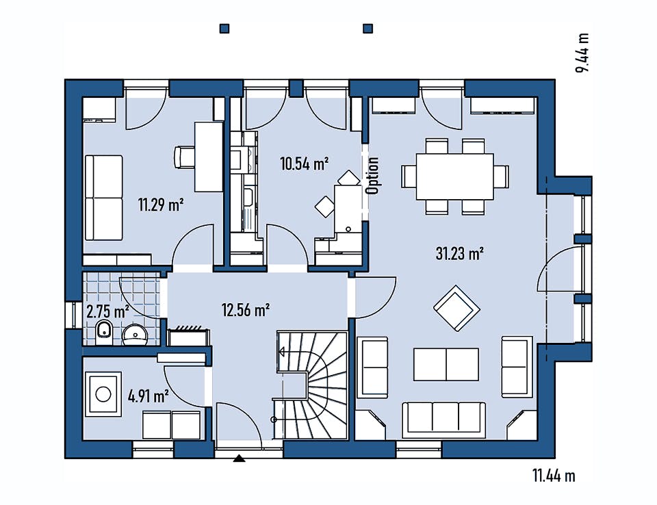Fertighaus HAUS H82-106 von EBH Haus Schlüsselfertig ab 289000€, Satteldach-Klassiker Grundriss 1