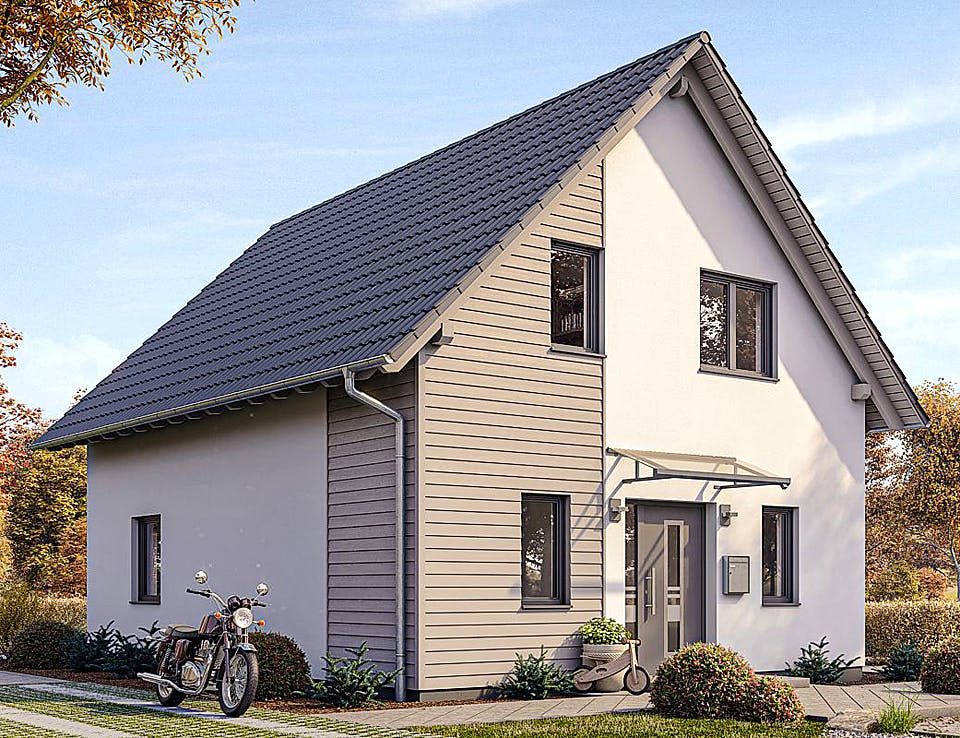 Fertighaus HAUS M71-100 von EBH Haus Schlüsselfertig ab 225900€, Satteldach-Klassiker Außenansicht 2