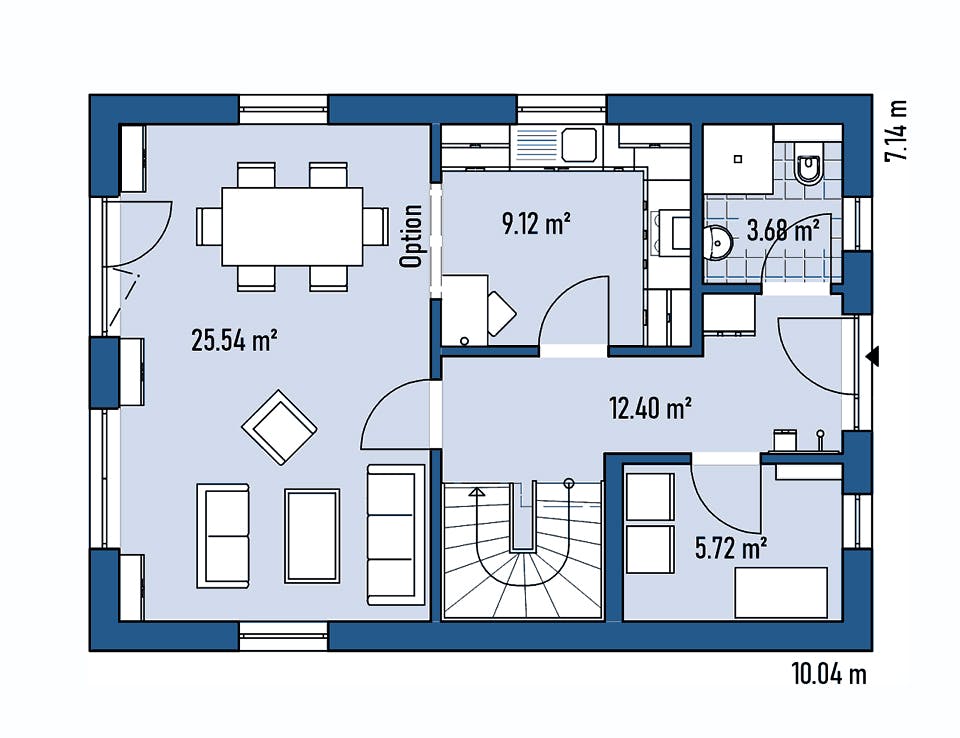 Fertighaus HAUS M71-100 von EBH Haus Schlüsselfertig ab 225900€, Satteldach-Klassiker Grundriss 1