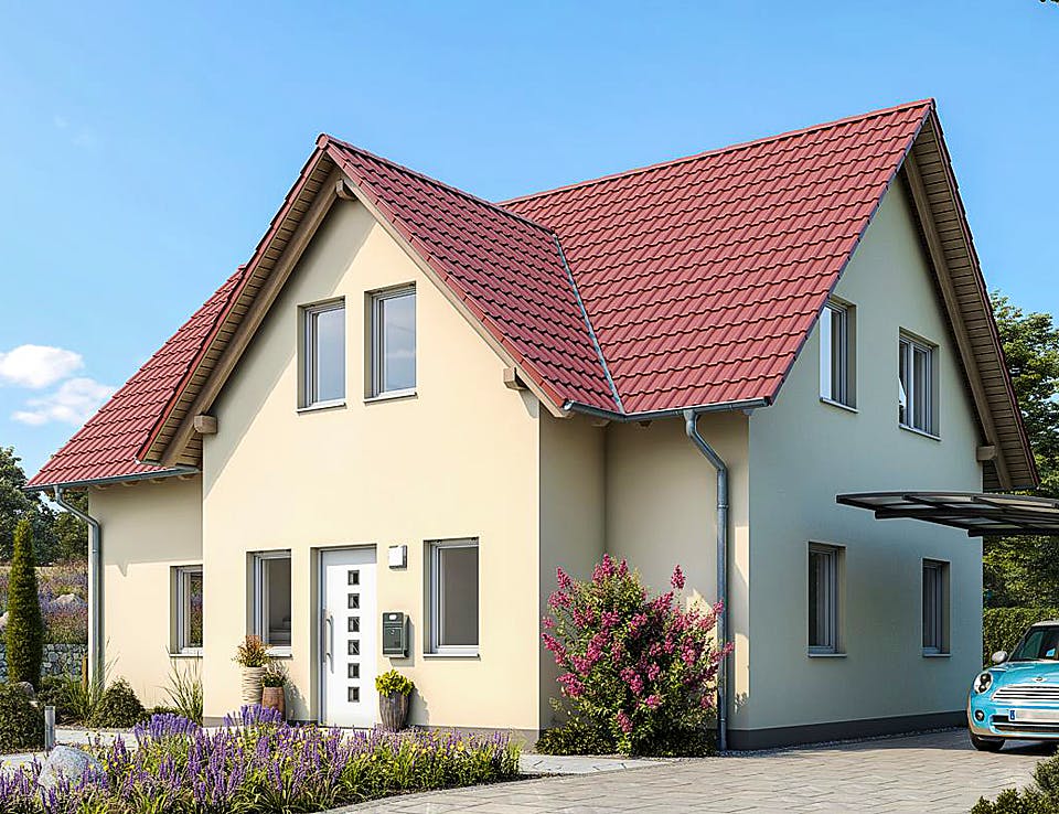 Fertighaus HAUS M71-112-G von EBH Haus Schlüsselfertig ab 275300€, Satteldach-Klassiker Außenansicht 1