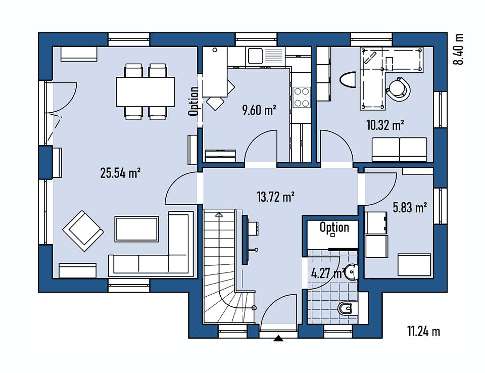 Fertighaus HAUS M71-112-G von EBH Haus Schlüsselfertig ab 275300€, Satteldach-Klassiker Grundriss 1
