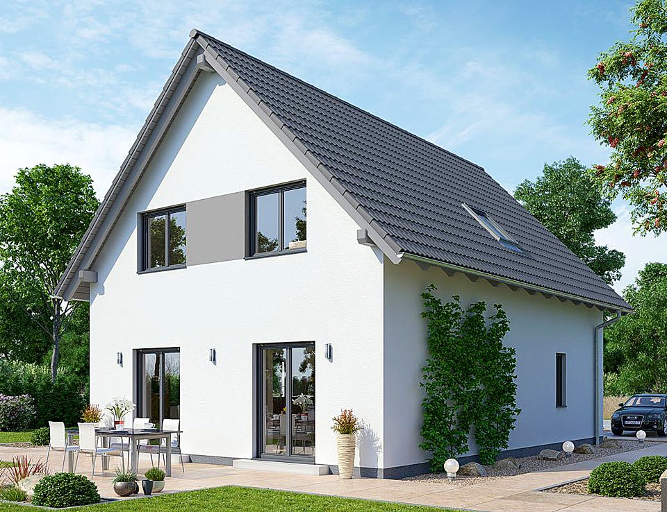 Fertighaus HAUS M77-106 von EBH Haus Schlüsselfertig ab 251700€, Satteldach-Klassiker Außenansicht 1