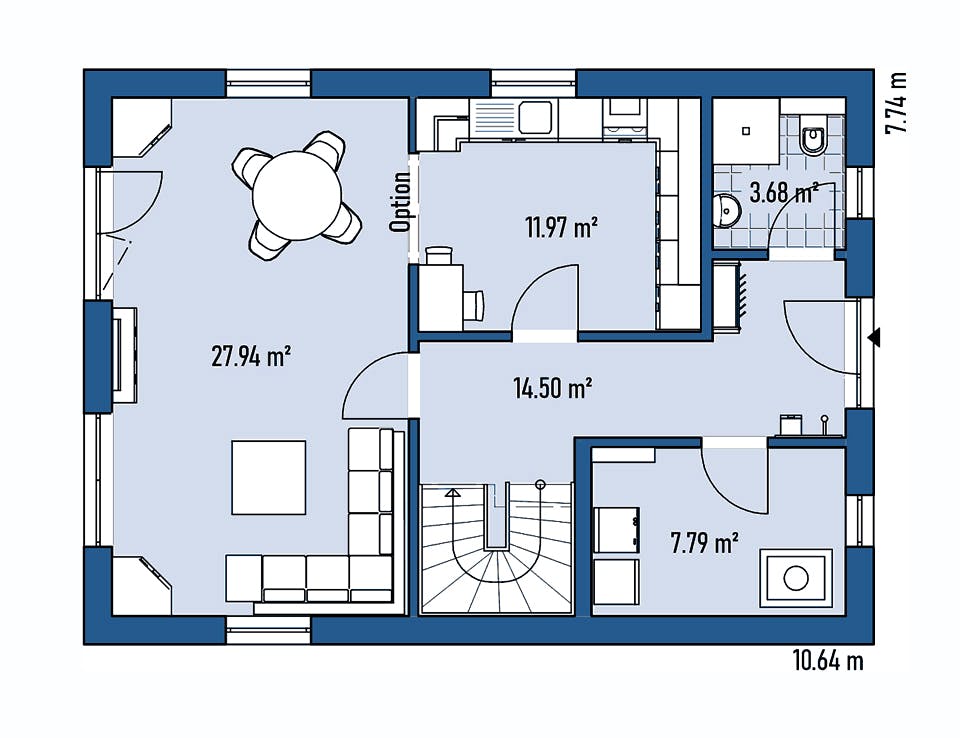 Fertighaus HAUS M77-106 von EBH Haus Schlüsselfertig ab 251700€, Satteldach-Klassiker Grundriss 1