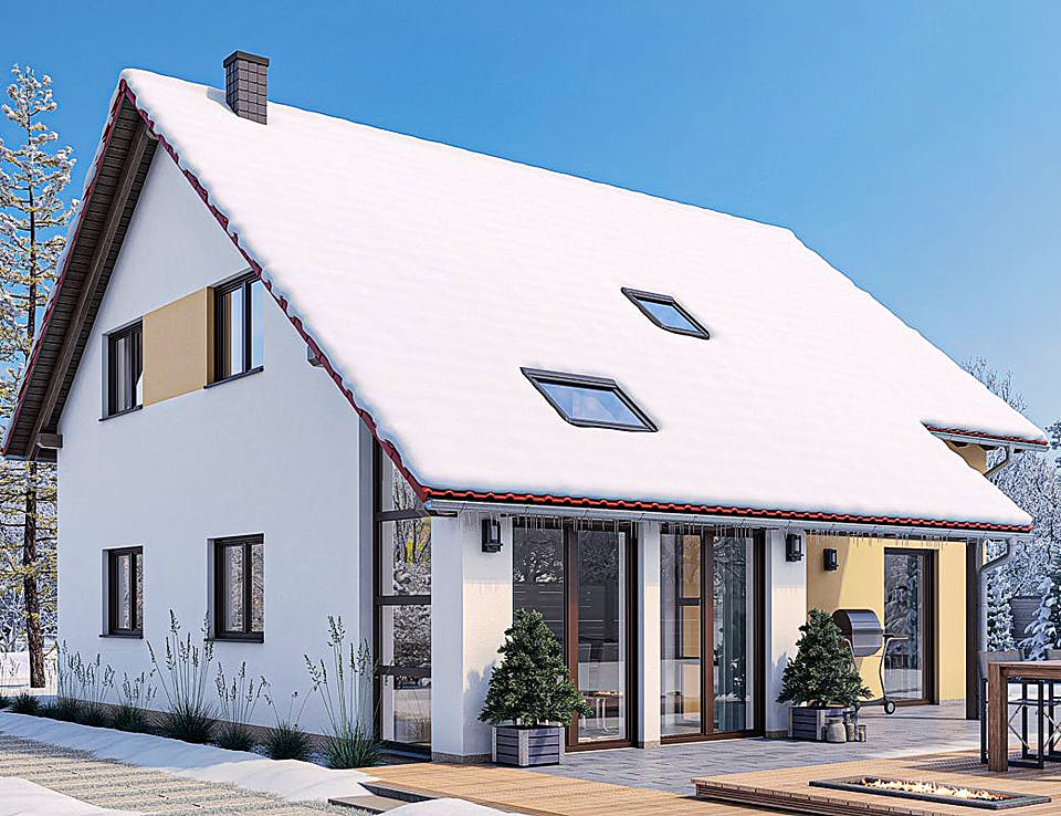 Fertighaus HAUS M88-100-2TE von EBH Haus Schlüsselfertig ab 299000€, Satteldach-Klassiker Außenansicht 2