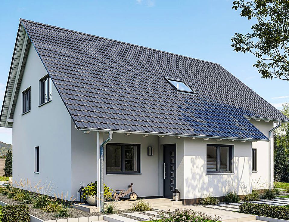 Fertighaus HAUS M94-109-2TE von EBH Haus Schlüsselfertig ab 327400€, Satteldach-Klassiker Außenansicht 2