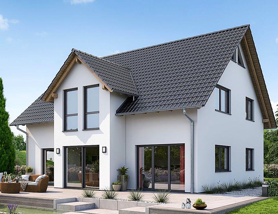 Fertighaus HAUS M94-115-G von EBH Haus Schlüsselfertig ab 343300€, Satteldach-Klassiker Außenansicht 1