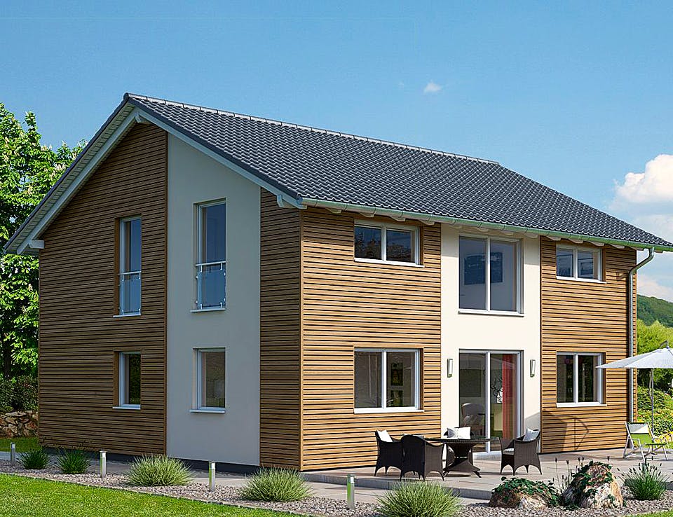 Fertighaus HAUS R100-100 von EBH Haus Schlüsselfertig ab 301200€, Satteldach-Klassiker Außenansicht 1