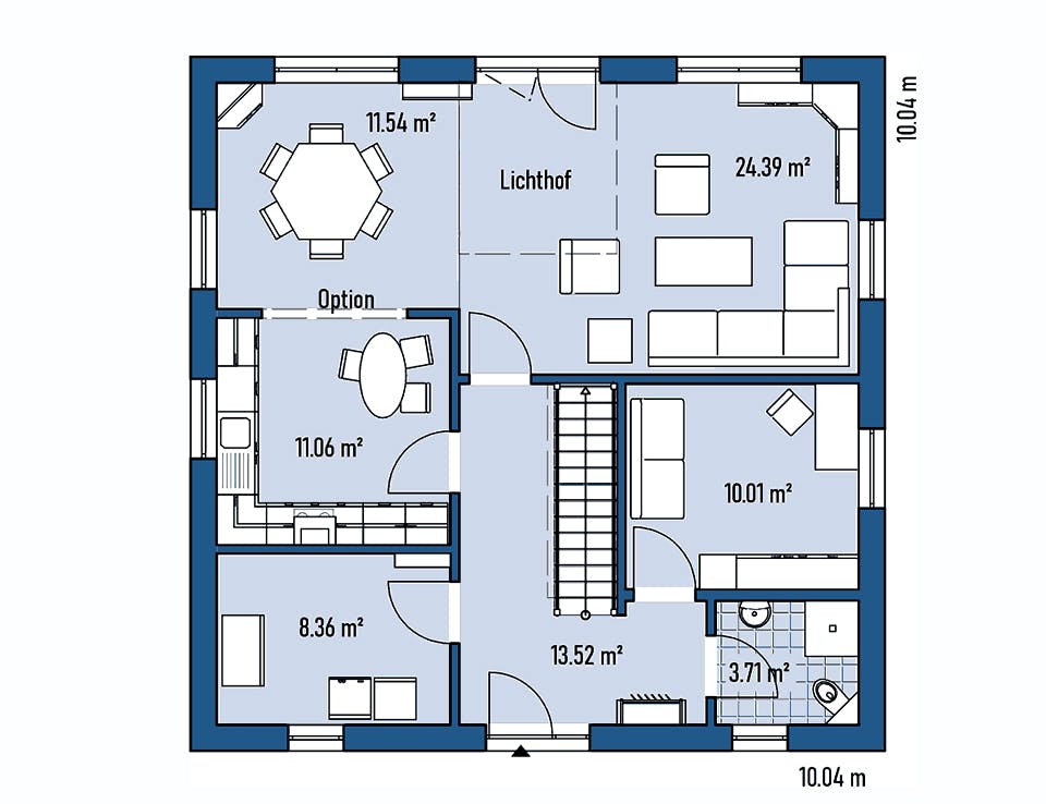 Fertighaus HAUS R100-100 von EBH Haus Schlüsselfertig ab 301200€, Satteldach-Klassiker Grundriss 1