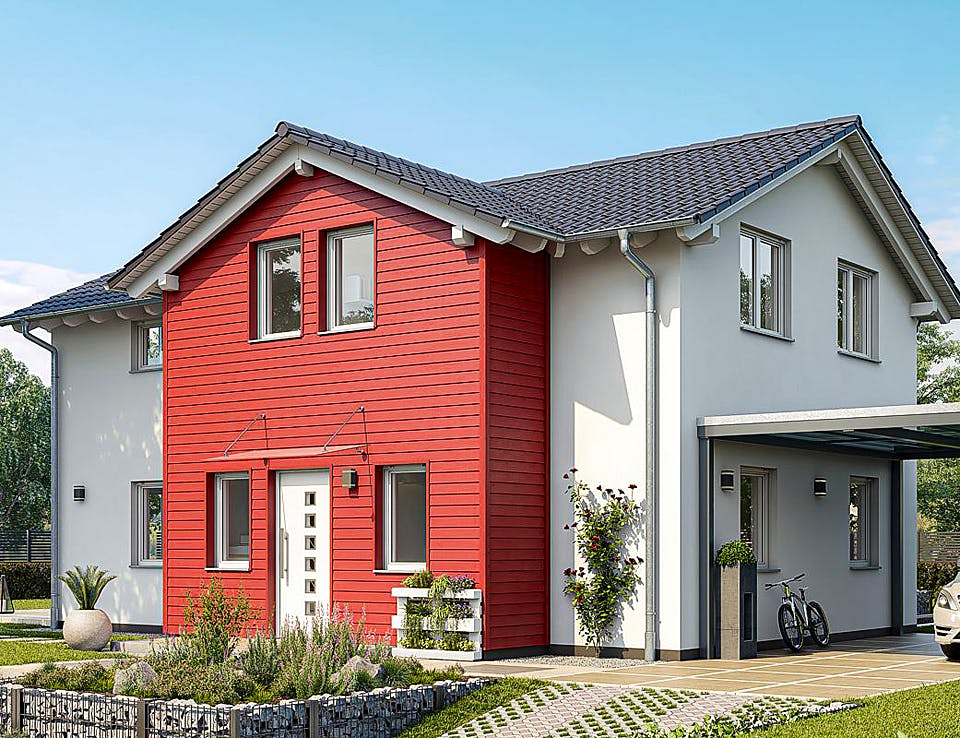Fertighaus HAUS R71-112-G von EBH Haus Schlüsselfertig ab 273700€, Satteldach-Klassiker Außenansicht 1