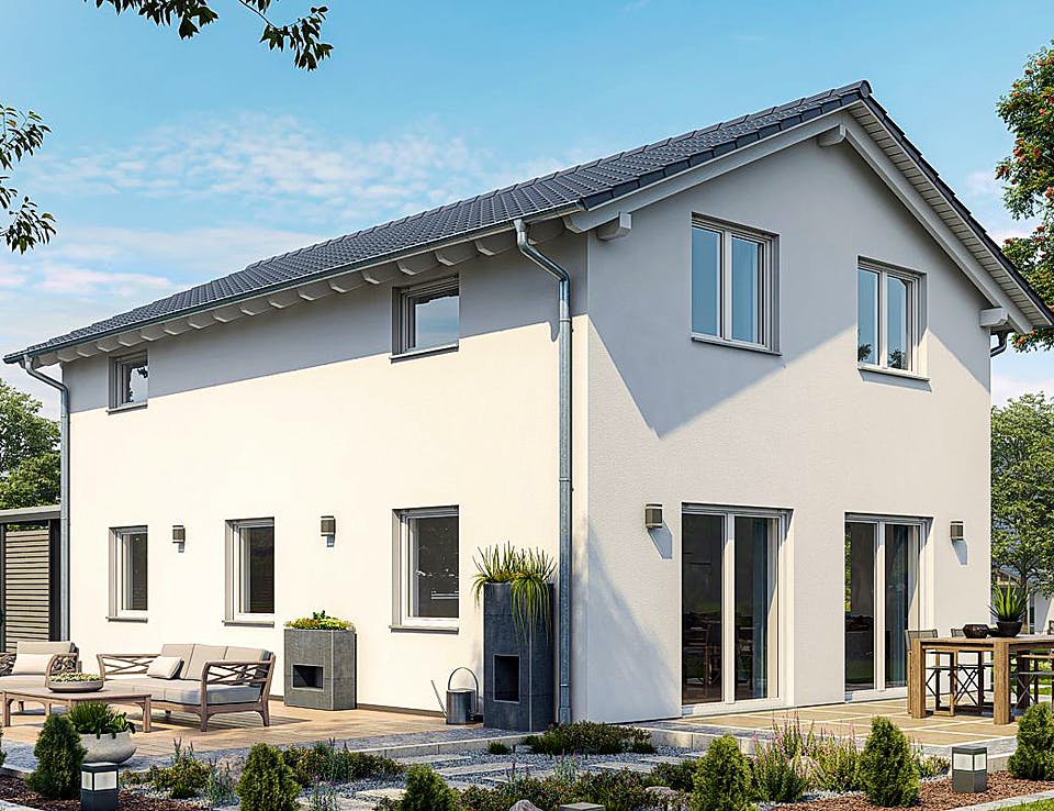 Fertighaus HAUS R71-112-G von EBH Haus Schlüsselfertig ab 273700€, Satteldach-Klassiker Außenansicht 2