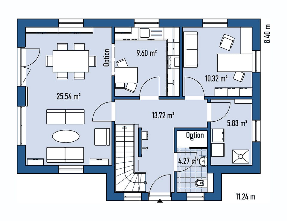 Fertighaus HAUS R71-112-G von EBH Haus Schlüsselfertig ab 273700€, Satteldach-Klassiker Grundriss 1