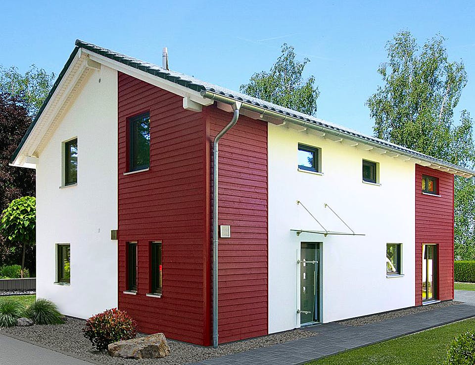 Fertighaus HAUS R88-124 von EBH Haus Schlüsselfertig ab 337400€, Satteldach-Klassiker Außenansicht 1