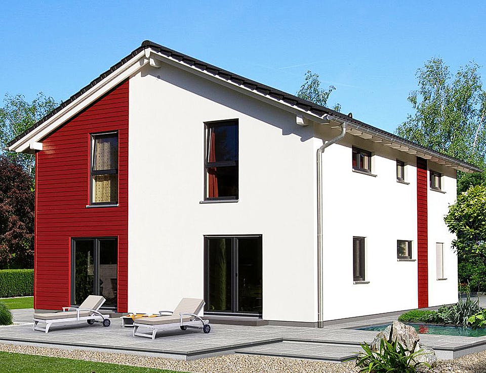 Fertighaus HAUS R88-124 von EBH Haus Schlüsselfertig ab 337400€, Satteldach-Klassiker Außenansicht 2