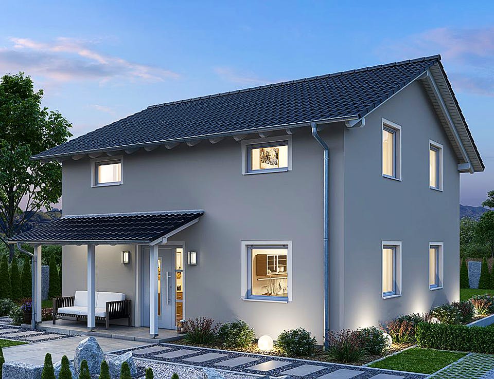 Fertighaus HAUS R88-88 von EBH Haus Schlüsselfertig ab 247200€, Satteldach-Klassiker Außenansicht 1