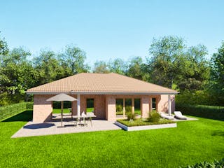 Massivhaus Entwurf CH122 von FAVORIT Massivhaus, Bungalow Außenansicht 2