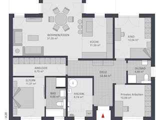 Massivhaus Entwurf CH122 von FAVORIT Massivhaus, Bungalow Grundriss 1